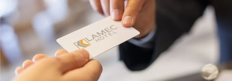 Room key handed over at reception