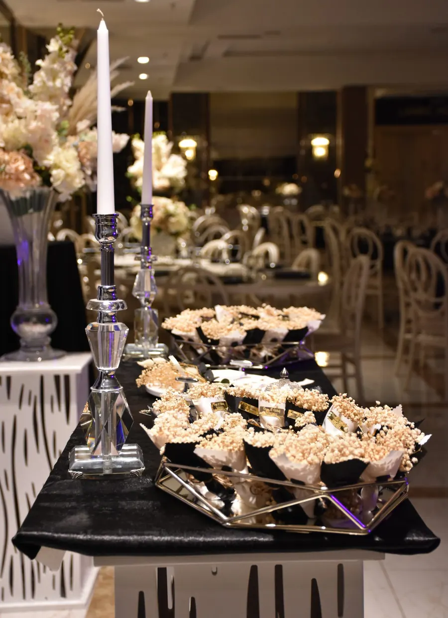 Candelabras and a sweets table