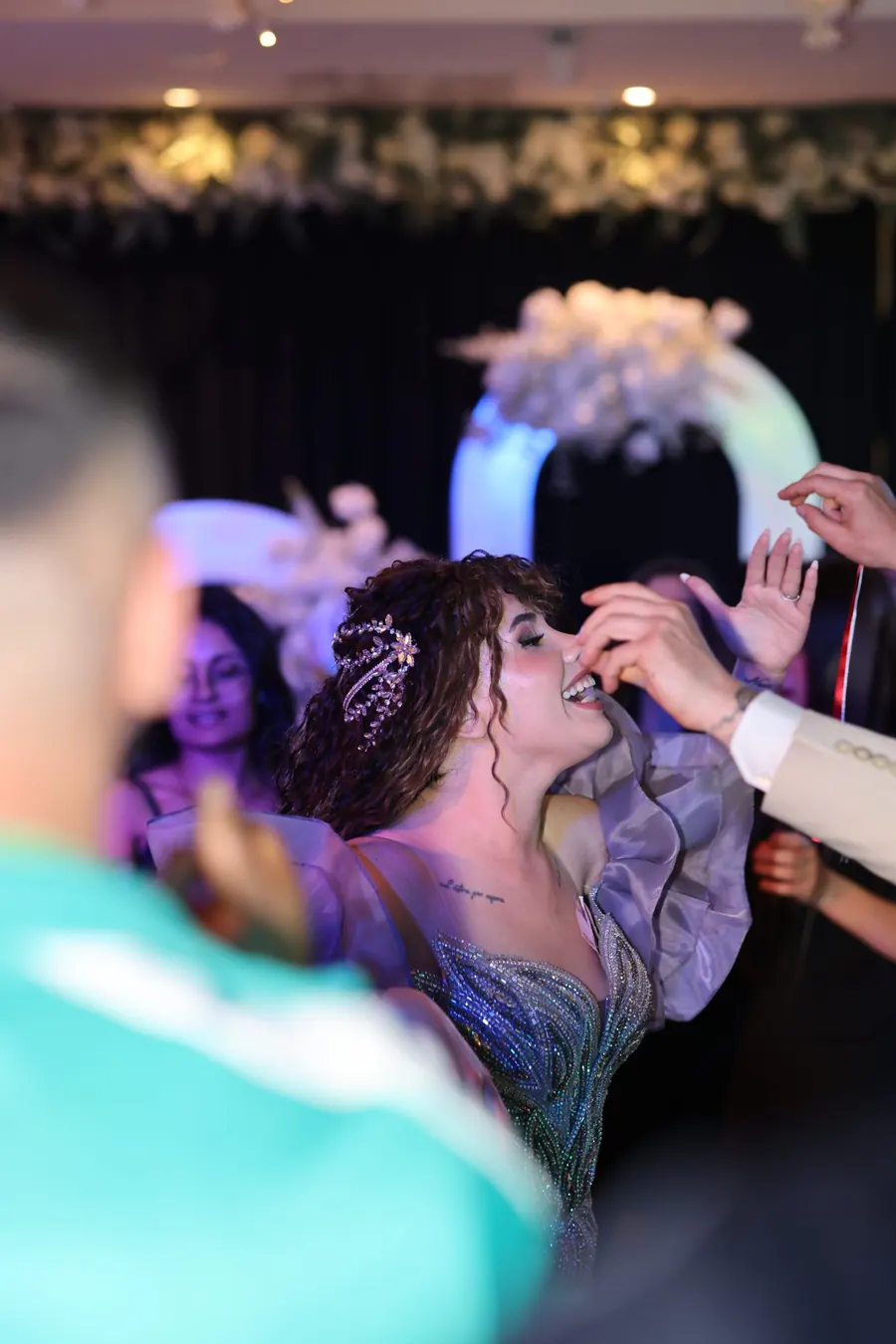 Bride and guests on the dance floor