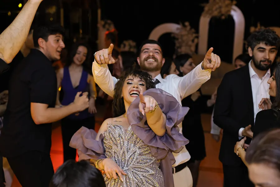 Bride celebrating with guests
